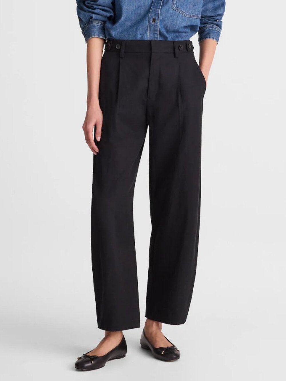 Madewell Pleated Barrel Leg High Rise Pants Drapey Twill Black Size 14/XL NWT